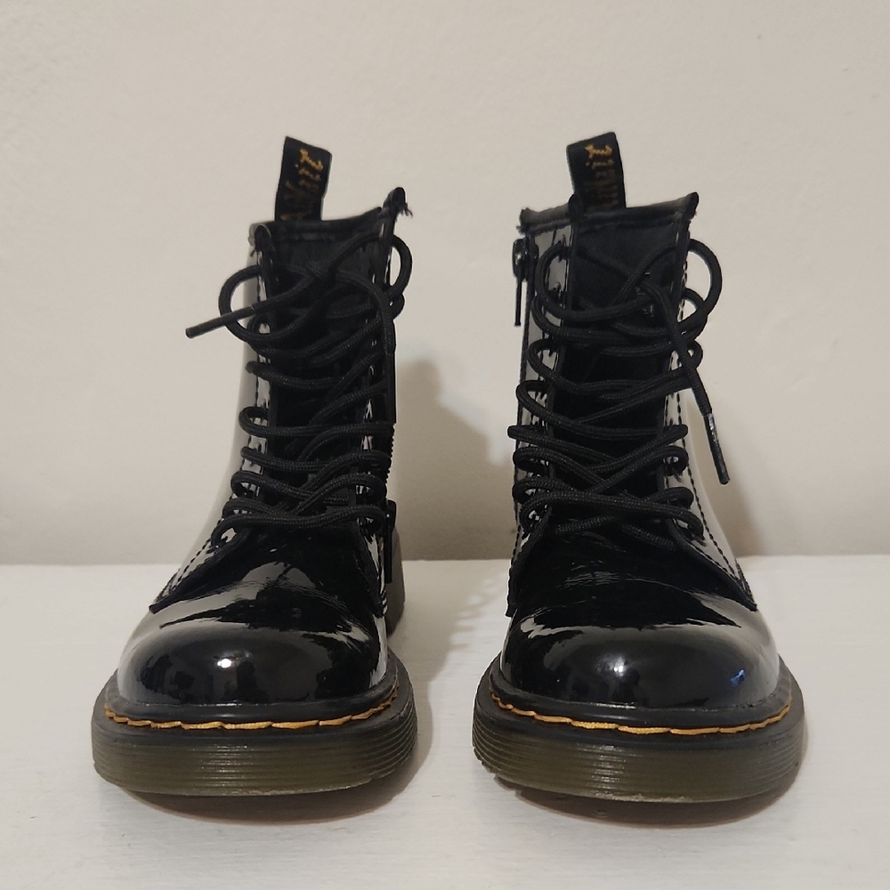 Dr. Martens Kids Black Patent Leather Boots